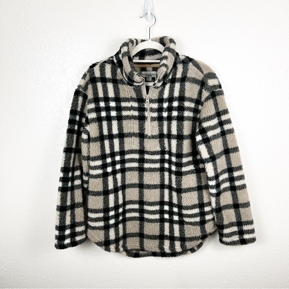 Koolaburra by Ugg Brushed Back Sherpa Oversized Pullover Check Plaid Size XS - Picture 1 of 6